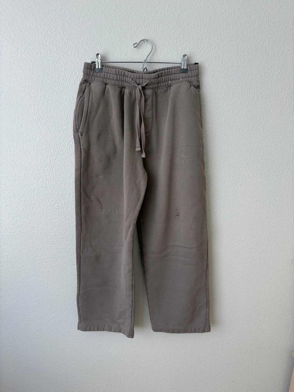 Hollister Sweatpants Small Taupe Brown Straight Leg Drawstring Pants Distressed